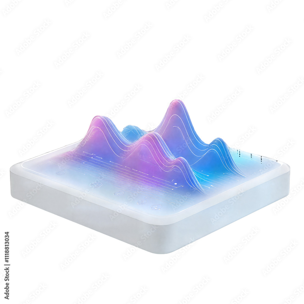 Poster abstract 3d visualization of waveforms in pastel colors showcasing a futuristic design concept with 