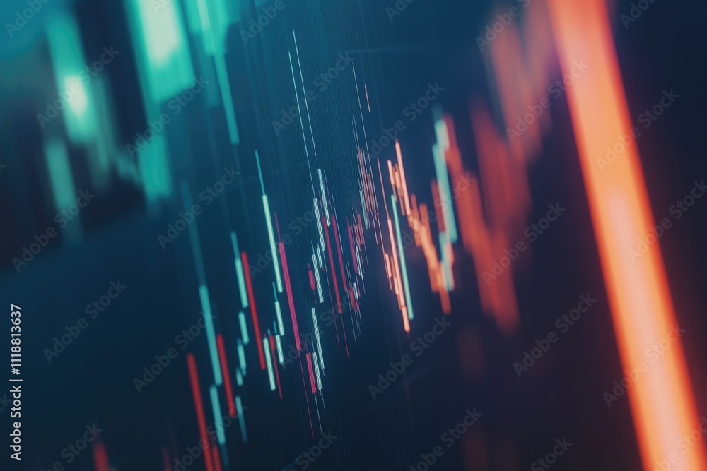 Aufkleber modern, colorful digital image representing financial data analytics with vibrant graphics and graph