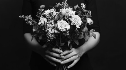 Person with roses in their hands, suggesting a romantic gesture or celebration.