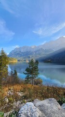 Seabsee blue lake with alps view