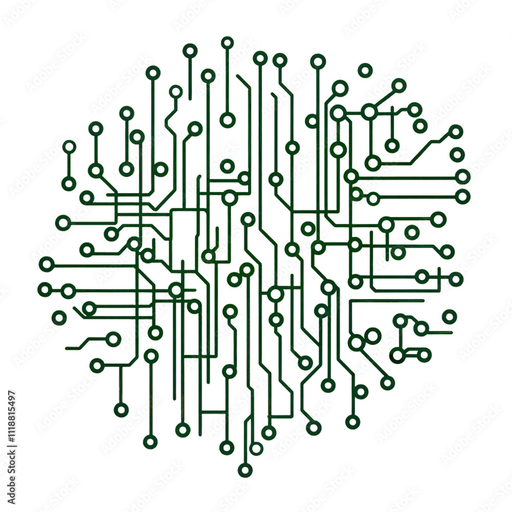 Poster circuit board design resembling a brain showcasing technology innovation in digital art