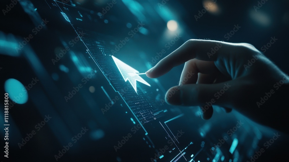 Poster digital cursor interaction: futuristic technology interface