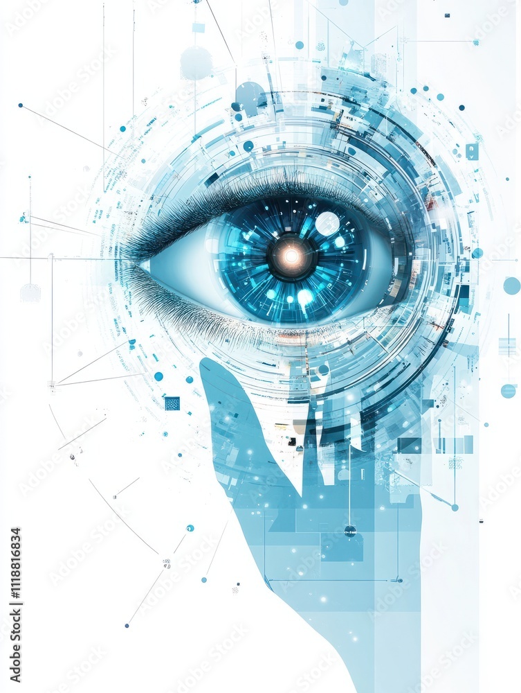 Poster sensor technology abstract concept vector illustration set. eye tracking technology, gesture recogni