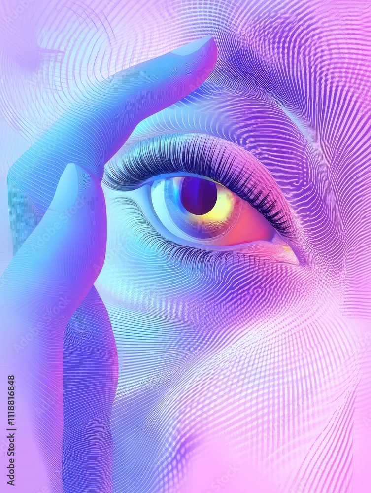 Poster sensor technology abstract concept vector illustration set. gesture recognition, eye tracking techno