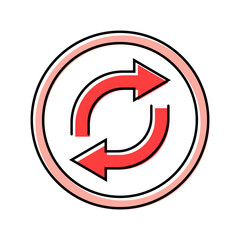 reversible product label caution color icon vector. reversible product label caution sign. isolated symbol illustration