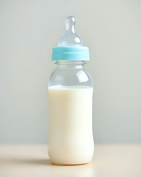 image d'un biberon de b&eacute;b&eacute; rempli de lait pour le repas de b&eacute;b&eacute;