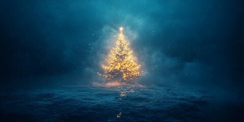 Fototapeta premium Magical Christmas Tree with Golden Bokeh Lights