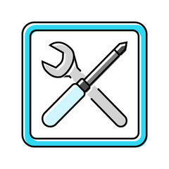 quick assembly product label caution color icon vector. quick assembly product label caution sign. isolated symbol illustration