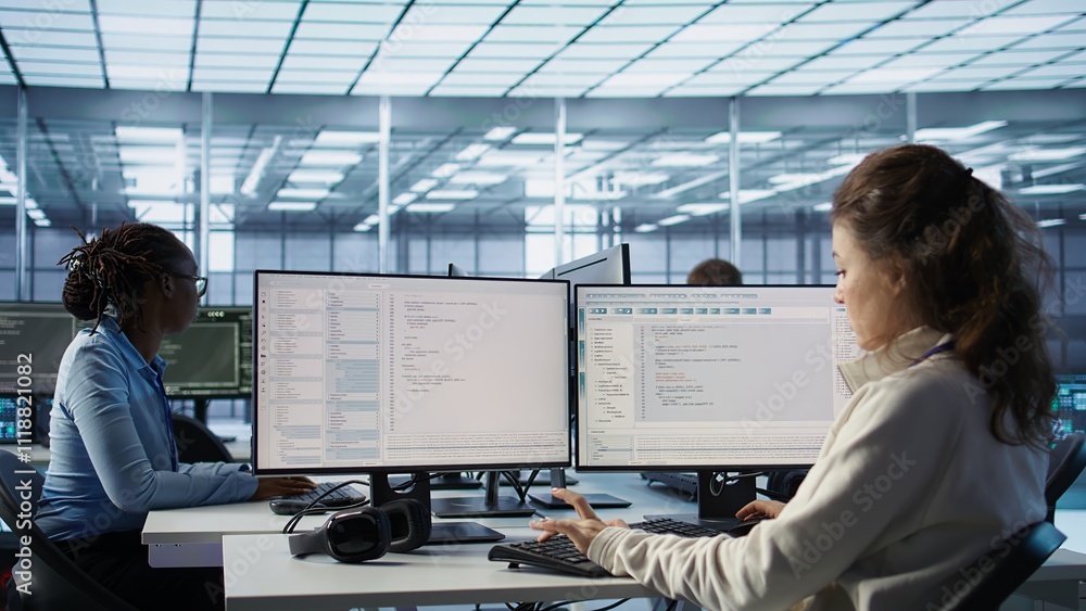 Poster team of admins doing yearly checkup to prolong data center electronics life span and avoid downtime.