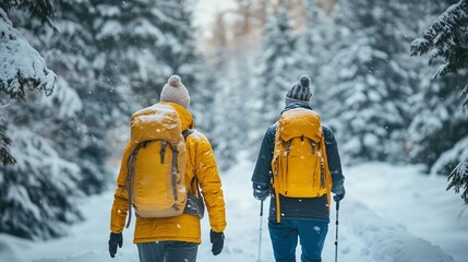 Peaceful Winter Hike Through Snow-Covered Forest