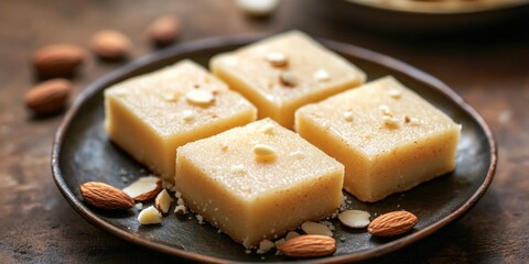Candies on a plate, possibly for dessert or treat.