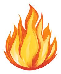 Flame illustration with vibrant colors and dynamic design