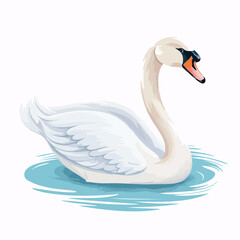 Elegant Swan Vector Illustration for Graphic Design Projects, Isolated on White Background