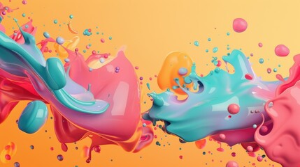 Abstract vibrant paint splashes in pastel colors.