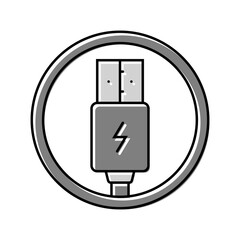 usb charging label product caution color icon vector. usb charging label product caution sign. isolated symbol illustration