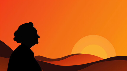 Naklejka premium An artistic portrayal featuring a vibrant silhouette of an elderly woman, showcasing beauty in simplicity against a clean backdrop.