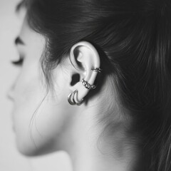 woman, beauty, piercing, ear, nose, jewelry, face, eyes, makeup, fashion, model, make-up, eye, close-up, skin, lips, closeup, cosmetics, eyelashes, glamour, people, sensuality, up, make, style, hair, 