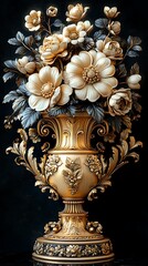 Fototapeta premium Elegant Floral Vase Ornamental Blooming Flowers Stunning Artistic Illustration