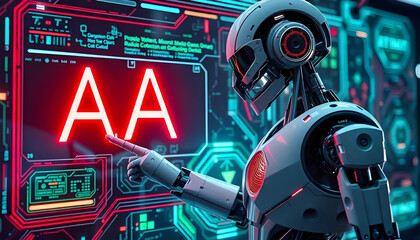 3d robot artificial intelligence glow technology