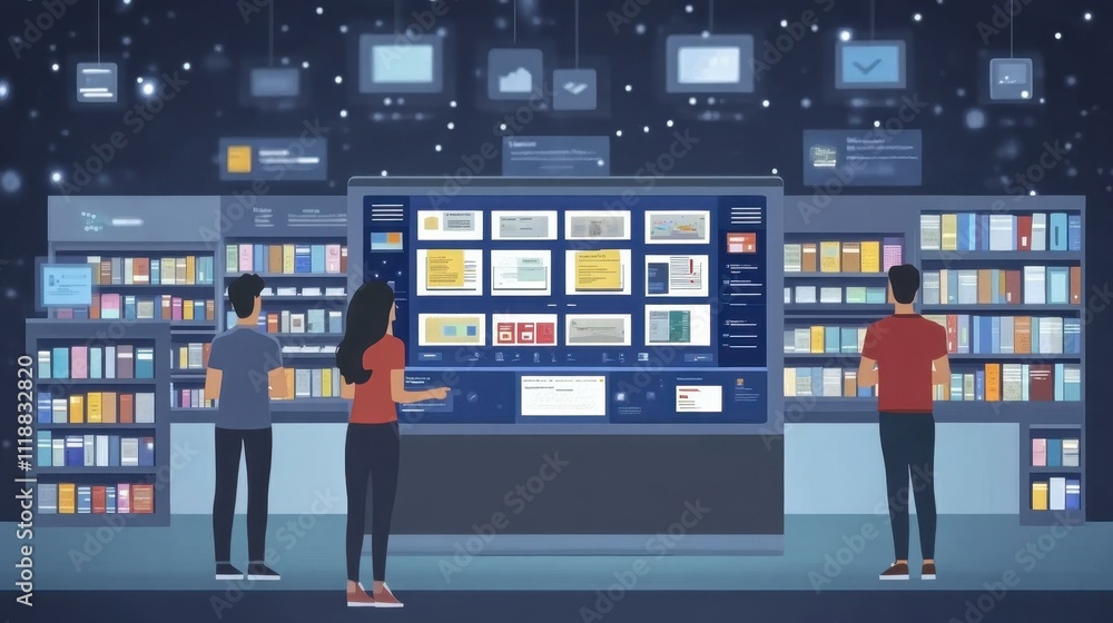 Poster ai-powered education platforms a digital library with endless educational resources accessible at a 