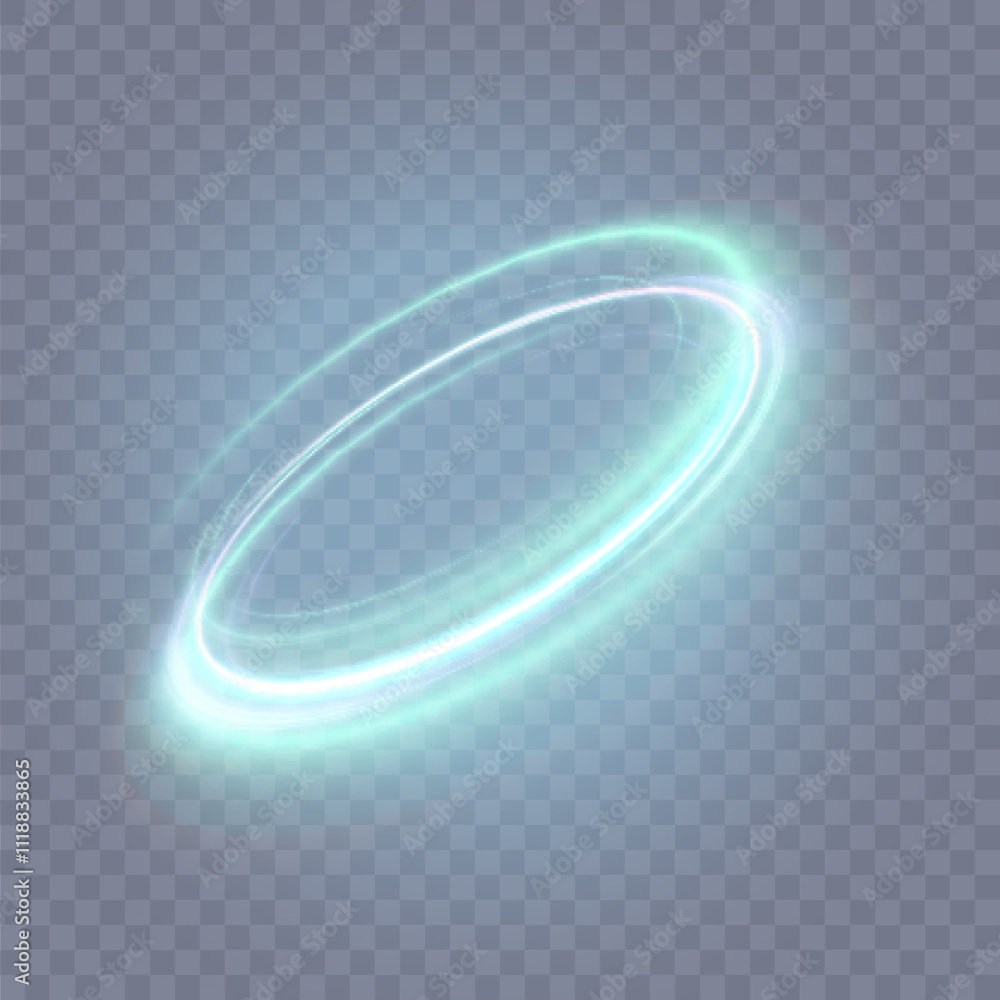 Poster Bright trace of rotation of glowing rays. Glowing bright vortex for game interface design. Vector	