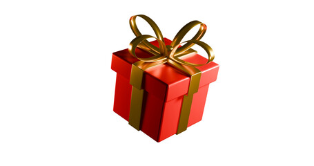 3d  render of a red gift box isolated on white and transparent background, surprise gift, festive and joy occasion.