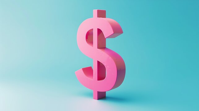 Stylized Pink Dollar Sign Symbol, Featuring a Bold and Vibrant Design with a Modern Twist, Representing Finance or Economic Concepts