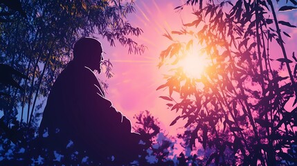 Artistic depiction of a Chinese sage in a mystical environment, representing spiritual insight and the serenity of Eastern wisdom.
