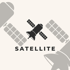 satellite art logo icon vector design illustration silhouette.