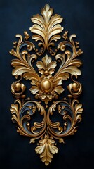Symmetrical Ornamental Gold Design Black Background Intricate Artistic Masterpiece