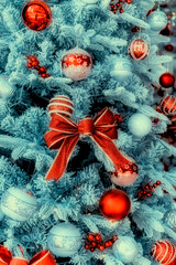 Christmas decorated Tree with dectoration,holiday concept.