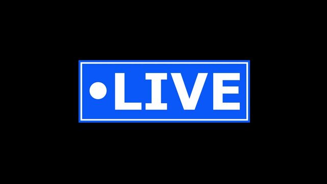 Live button animation on a background. Live button on a colorful board. Animation 4k