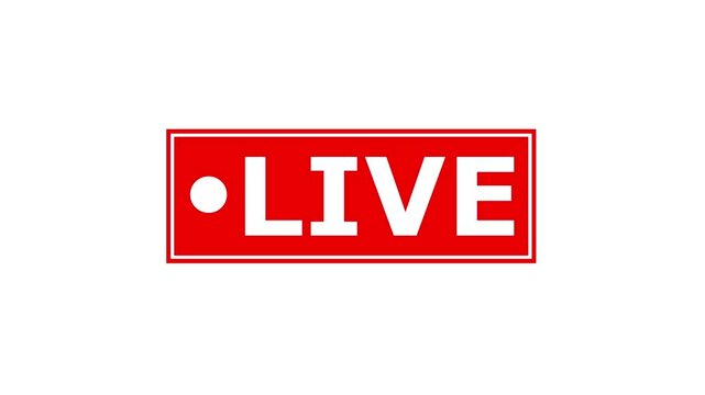 Live button. Animation a live symbol on background. 4k