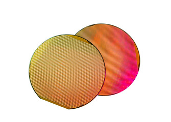 Semiconductor wafer disk made of silicon isolated on white background