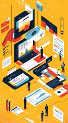 Obraz premium Data Visualization: A Network of Information and Business Collaboration