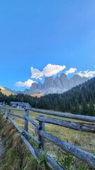 Dolomites Mountain Landscape with Fence