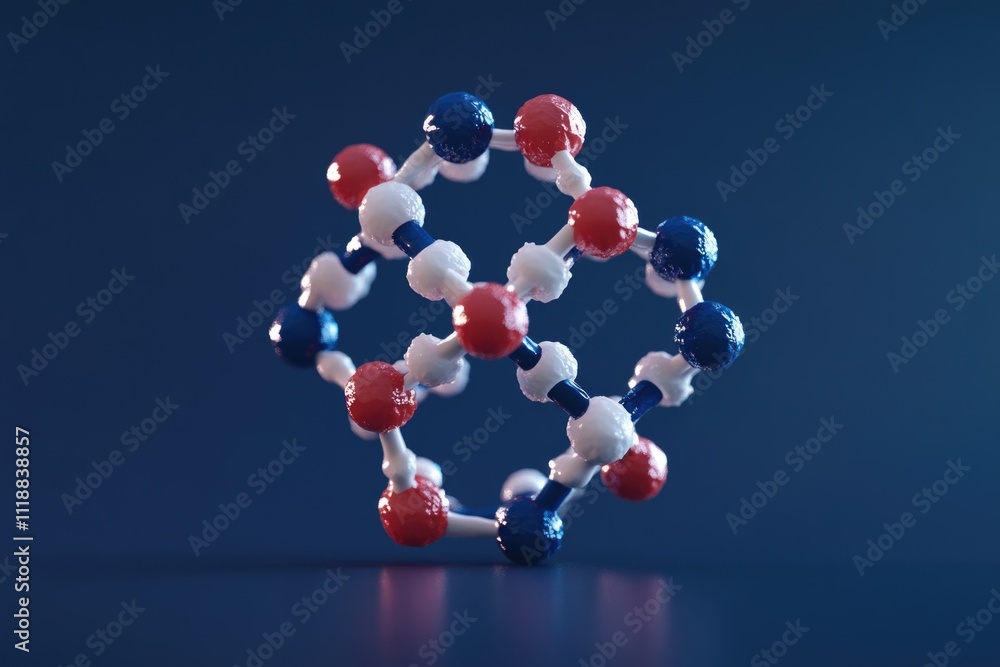 Aufkleber miniature model of dna double helix made from colored beads representing nucleotides. a visual repre