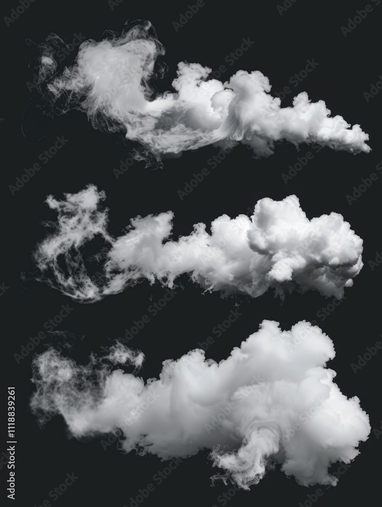 Aufkleber three clouds of smoke are shown in different stages of formation. the first cloud is in the middle a