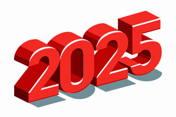  New year 2025 isolated on a white background