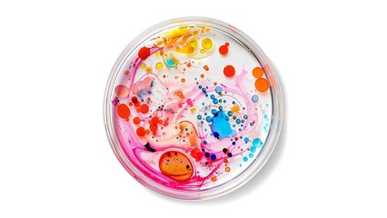 Petri dish close-up. The concept of laboratory research. Petri dish background. Deep shadows. Laboratory. Petri dishes. Top view. Space for copying text. Generate AI.