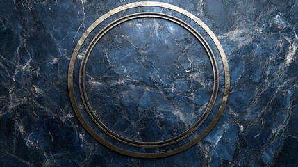 Dark blue marble texture elegant golden metallic frame luxurious decorative background design invitations posters event decor round circle interior wallpaper backdrop sleek art magical center mirror