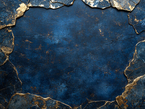 Dark blue marble texture elegant golden metallic frame luxurious decorative background design invitations posters event decor round circle interior wallpaper backdrop sleek art magical center mirror
