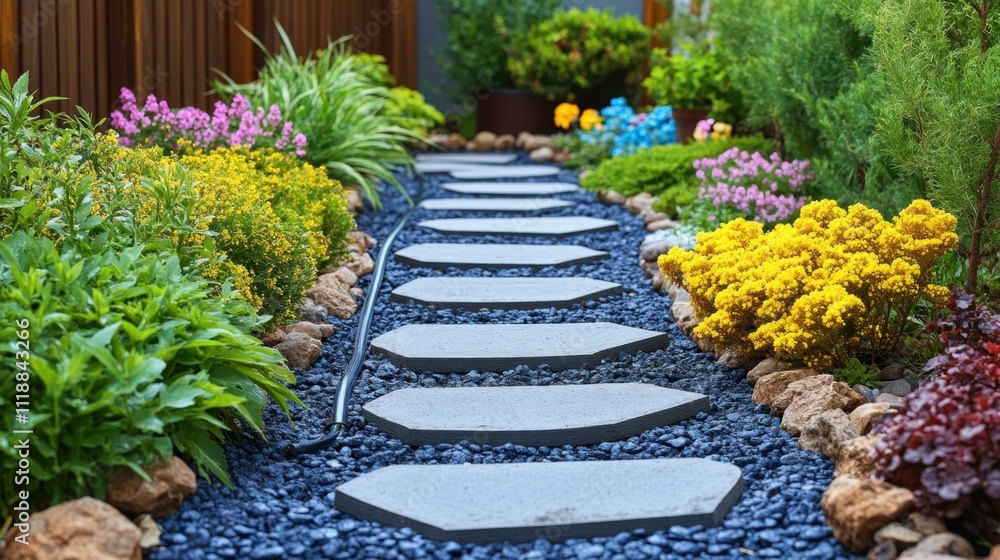 Aufkleber spring garden preparations install a drip irrigation system one main object