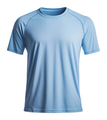 Light blue athletic t-shirt, front view. Casual wear and fashion concept