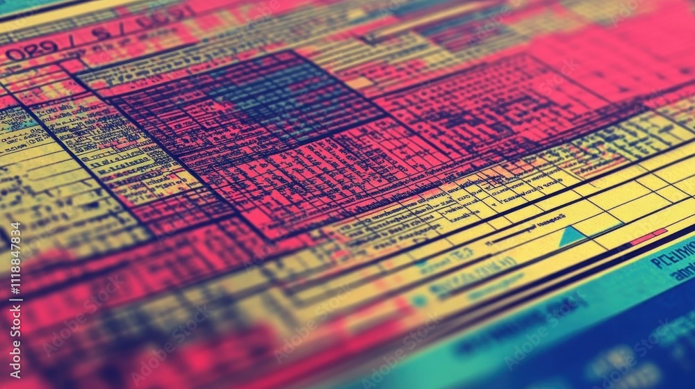 Aufkleber close-up colorful printed circuit board with electronic components, technology background for tech p