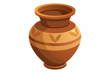 Antique clay vase isolated on white background vector illustration