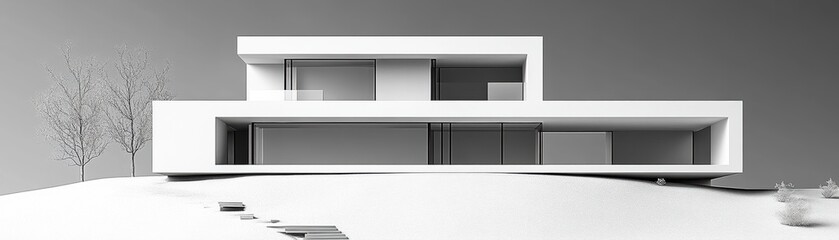 Modern architectural design showcase minimalist residence urban setting exterior view contemporary style for design enthusiasts