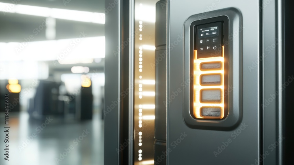 Poster futuristic control panel: sleek interface design in modern setting