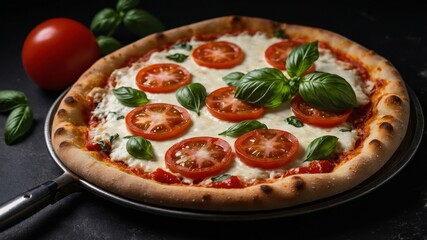 Classic italian margherita pizza with fresh basil