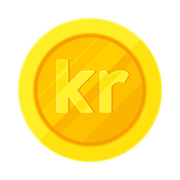 recommend clip art: Gold coin with Swedish krona (SEK), Norwegian krone (NOK), Danish krone (DKK). Economy, finance, investment, profit, money, Kr currency concept. Flat vector illustration isolated on white background	
                    